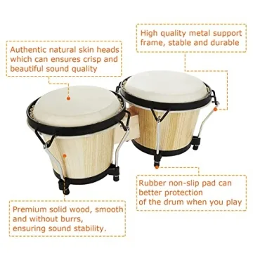 Bongo Drums 6" and 7" Set for All Ages - Perfect Gift!