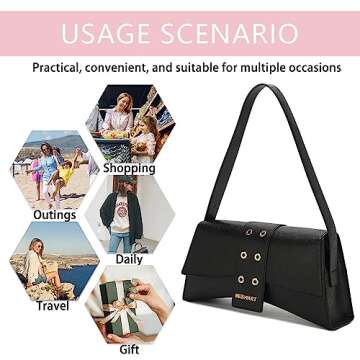 BE SMART Shoulder Bag, Stylish Sling Purse for Women with Rivet Design, Retro PU Evening Bag Clutch Hobo Purse for Work Shopping Daily Use (Brown)