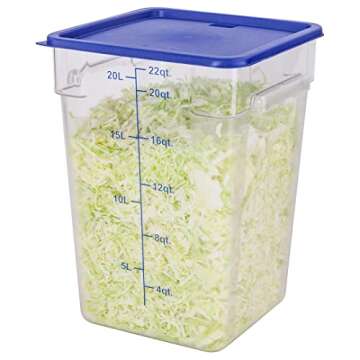 Restaurantware LID ONLY: Met Lux Food Storage Container Lid, 1 Square Marinating Container Lid - Fits 12, 18 & 22 Quart Containers, With Date Indicator, Blue Plastic Lid, Containers Sold Separately