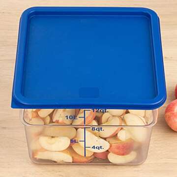 Restaurantware LID ONLY: Met Lux Food Storage Container Lid, 1 Square Marinating Container Lid - Fits 12, 18 & 22 Quart Containers, With Date Indicator, Blue Plastic Lid, Containers Sold Separately