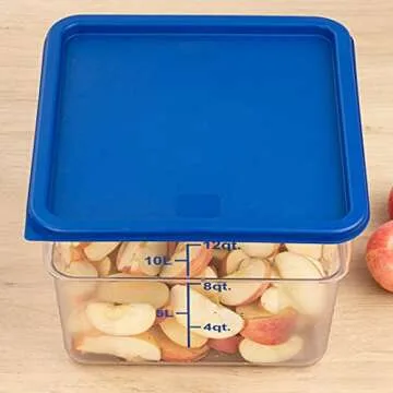 Restaurantware LID ONLY: Met Lux Food Storage Container Lid, 1 Square Marinating Container Lid - Fits 12, 18 & 22 Quart Containers, With Date Indicator, Blue Plastic Lid, Containers Sold Separately