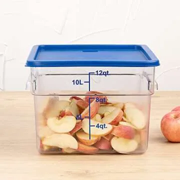 Restaurantware LID ONLY: Met Lux Food Storage Container Lid, 1 Square Marinating Container Lid - Fits 12, 18 & 22 Quart Containers, With Date Indicator, Blue Plastic Lid, Containers Sold Separately