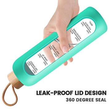 PROBTTL 32 Oz Motivational Glass Water Bottle with Time Markers