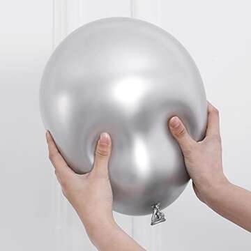 BALONAR 18/12/10/5inch 100pcs Sliver Metallic Chrome Balloon for Wedding Birthday Party Decoration (Sliver 100)