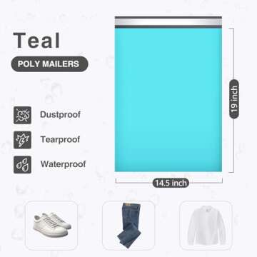 UCGOU Poly Mailers 14.5x19 Inch Teal 100 Pack Large Shipping Bags #7 Strong Thick Mailing Envelopes ...