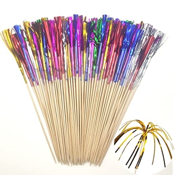 CHOUNYEE 9" Foil Frill Firework Cocktail Picks 100 PCs Food Fruit Drink Picks for Appetizers Sandwic...