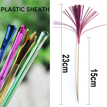 CHOUNYEE 9" Foil Frill Cocktail Picks 100 PCs for Parties