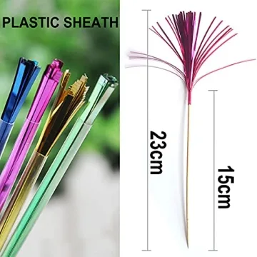 CHOUNYEE 9" Foil Frill Cocktail Picks 100 PCs for Parties