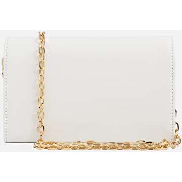Autumnwell Clutch Purse Evening Bag for Women，White Envelope Handbag With Detachable Chain for Wedding and Party