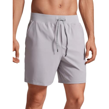 CRZ YOGA Men's Four-Way Stretch Workout Shorts - 7'' Soft Durable Casual Athletic Shorts with Pocket...