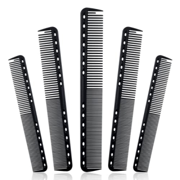 5Pcs Black Barber Combs Set - Durable Styling Tools for Men
