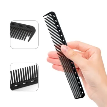 5Pcs Black Barber Combs Set - Durable Styling Tools for Men
