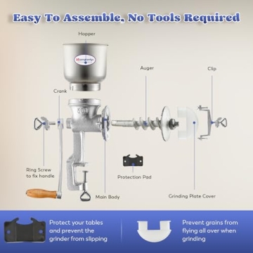 Moongiantgo Cast Iron Corn Grinder Mill for Efficient Grinding