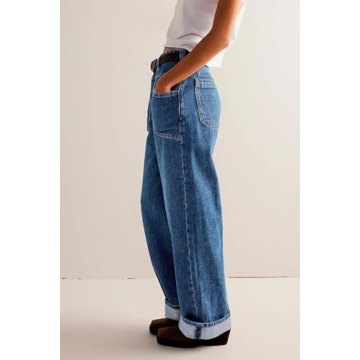 Allimy Womens Jeans High Waisted High Rise Straight Leg Baggy Ankle Wide Leg Pants Woman Y2K Mom Boyfriend Jeans for Women Trendy 2025 Denim Cargo Pants Women Navy Blue Size 6