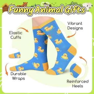 HAPPYPOP Fun Socks Rubber Duck Socks for Women Cute Duck Socks, Funny Rubber Duck Gifts Duck Lovers ...