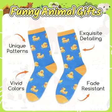 HAPPYPOP Fun Socks Rubber Duck Socks for Women Cute Duck Socks, Funny Rubber Duck Gifts Duck Lovers Gifts for Her