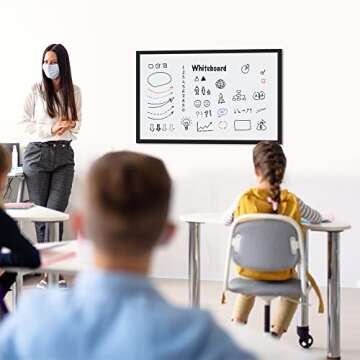 Amazon Basics Magnetic Dry Erase Whiteboard, 35 x 23-Inch, Black Wooden Frame