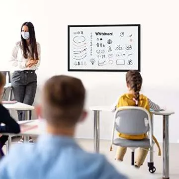 Amazon Basics Magnetic Dry Erase Whiteboard, 35 x 23-Inch, Black Wooden Frame