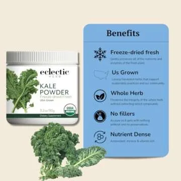 Eclectic herb Raw Fresh Freeze-Dried Kale Whole Food Powder | 3.2 oz (90 g)