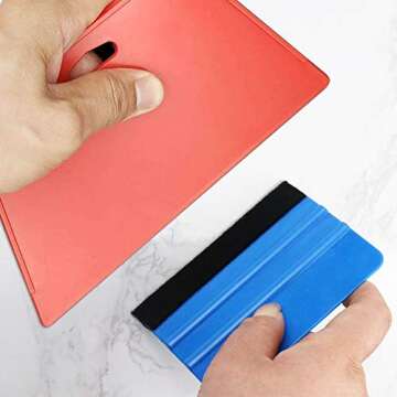 AROIC Wallpaper Smoothing Tool Kit Include Black Tape Measure,red Squeegee,Medium-Hardness Squeegee,snitty Vinyl Cutter and Craft Knife with 5 Replacement Blades for Adhesive Paper Application Window