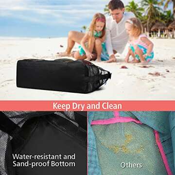 F-color Mesh Beach Bag with 9 Pockets for Ultimate Convenience