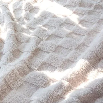 HOMRITAR 3D Gingham Fleece Baby Blanket Ultra-Soft Reversible