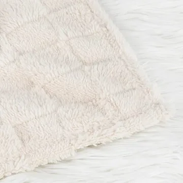 HOMRITAR 3D Gingham Fleece Baby Blanket Ultra-Soft Reversible