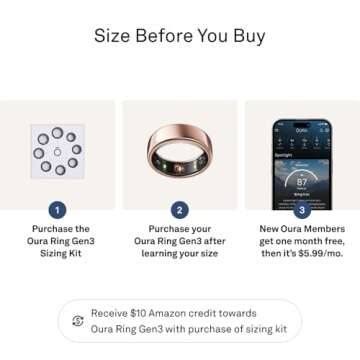 Oura Ring Gen3 Horizon - Rose Gold - Size 9 - Smart Ring - Size First with Oura Ring Gen3 Sizing Kit - Sleep Tracking Wearable - Heart Rate - Fitness Tracker - 5-7 Days Battery Life