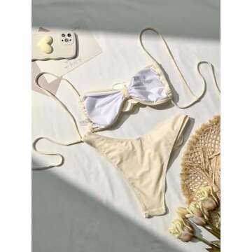 BEAUDRM High Waisted Bikini Set with Floral Design