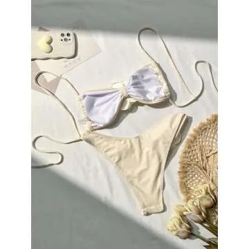 BEAUDRM High Waisted Bikini Set with Floral Design