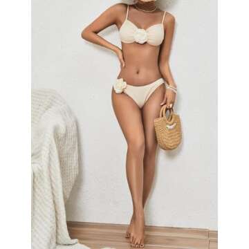 BEAUDRM High Waisted Bikini Set with Floral Design