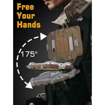 EralcNa Tactical Gear Plate Carrier Vest Accessories Phone Chest Mount Holder For Screen Size 4.7"-6.7",Tan