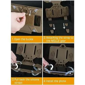 EralcNa Tactical Gear Plate Carrier Vest Accessories Phone Chest Mount Holder For Screen Size 4.7"-6.7",Tan