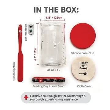 KneadAce Pro Sourdough Bread Starter Kit- 34 oz Large Capacity Sourdough Starter Jar with 5 unique features for the perfect sour dough bread & sourdough starter kit- sourdough bread baking supplies