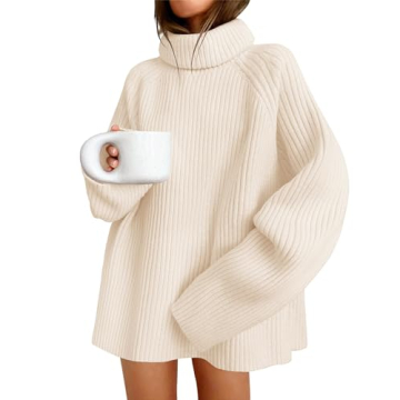 ZESICA Women's Cozy Oversized Turtleneck Sweater Jumper
