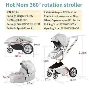 Hot Mom 2 Ultra Baby Stroller with 360° Rotation Design