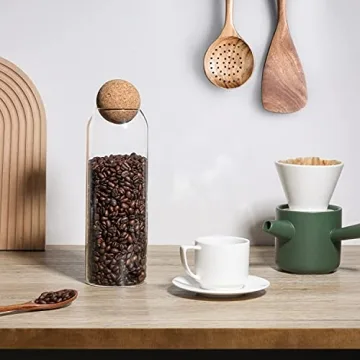 ComSaf 42 OZ Decorative Glass Storage Jar with Cork Lid
