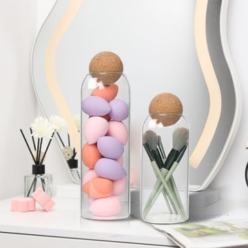 ComSaf 42 OZ Decorative Glass Storage Jar with Cork Lid