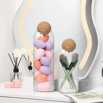 ComSaf 42 OZ Decorative Glass Storage Jar with Cork Lid