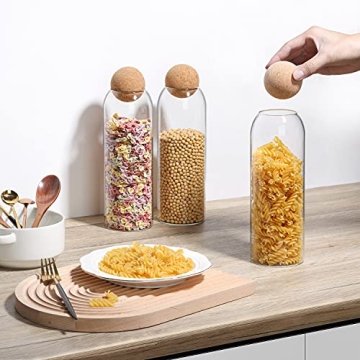 ComSaf 42 OZ Decorative Glass Storage Jar with Cork Lid