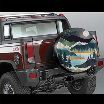 Mountains Nature Scenery Spare Tire Cover Star Lake Landscape Wheel Protectors Weatherproof Wheel Co...
