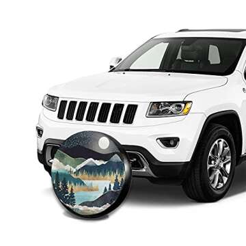 Mountains Nature Scenery Spare Tire Cover Star Lake Landscape Wheel Protectors Weatherproof Wheel Covers Universal Fit for Trailer Rv SUV Truck Camper Travel Trailers 17"