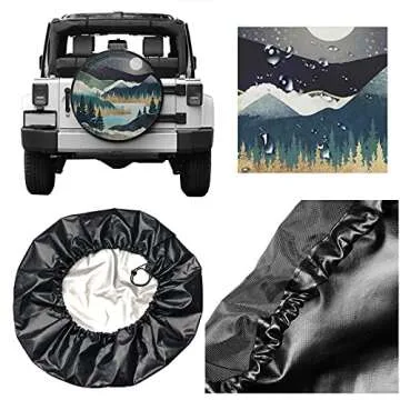 Mountains Nature Scenery Spare Tire Cover Star Lake Landscape Wheel Protectors Weatherproof Wheel Covers Universal Fit for Trailer Rv SUV Truck Camper Travel Trailers 17"