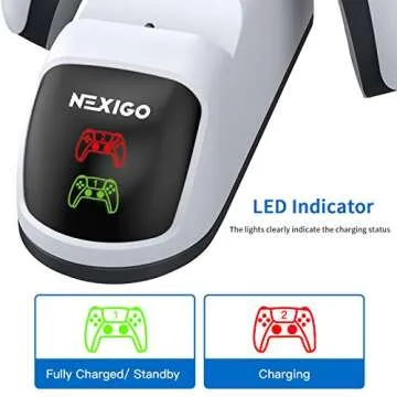 NexiGo Enhanced PS5 Controller Charger - Dual Charging Station, Fast Charging Dock with LED