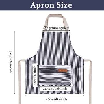 Jiuguva 2 Pcs Kids Apron Adjustable Cotton Toddler Cooking Stripe Chef Apron with 2 Pockets for Children Baking(Blue, Brown)