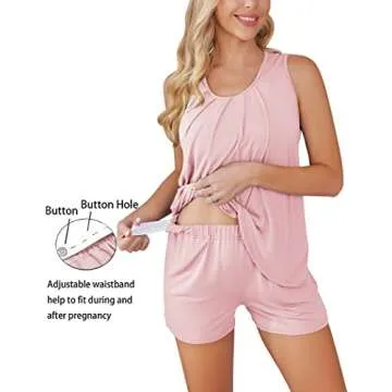 Ekouaer Women's Soft Nursing Pajamas Set for Moms