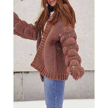 Yacooh Women's Chunky Open Front Knitted Cardigan