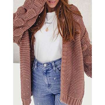Yacooh Women's Chunky Open Front Knitted Cardigan