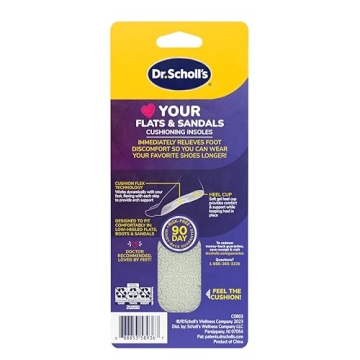 Dr. Scholl's Love Your Flats & Sandals, 3/4 Length Insoles for Women, Shoe Size 6-10: All-Day Comfort Shoe Inserts for Women with Arch Support, Metatarsal Foot Pads, Relieves Shoe Discomfort