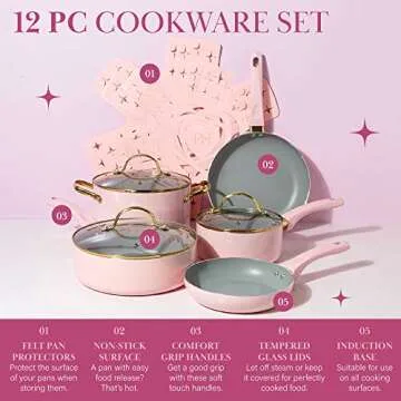 Stylish Paris Hilton 12-Piece Pink Cookware Set